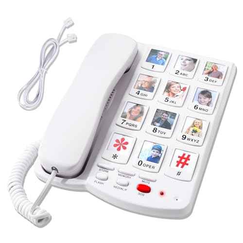 Big Button Phones for Seniors, Phone for Elderly with Dementia - 110dB Ringer Home Phone with 10 Photo Buttons for Easy Dialing - Hearing Impaired Telephone, Corded Landline Phones for Home