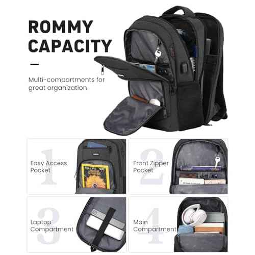 17.3 Inch Laptop Backpack Men for Student Teen Boy,School Bookbag Schoolbag College Computer Bag with USB Charging Port for Work Business Middle High School,Black