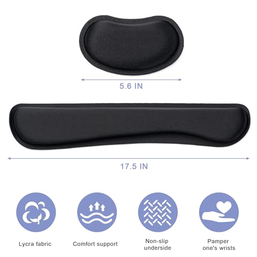 Hoewina Black Keyboard Wrist Rest, Ergonomic Support for Comfort