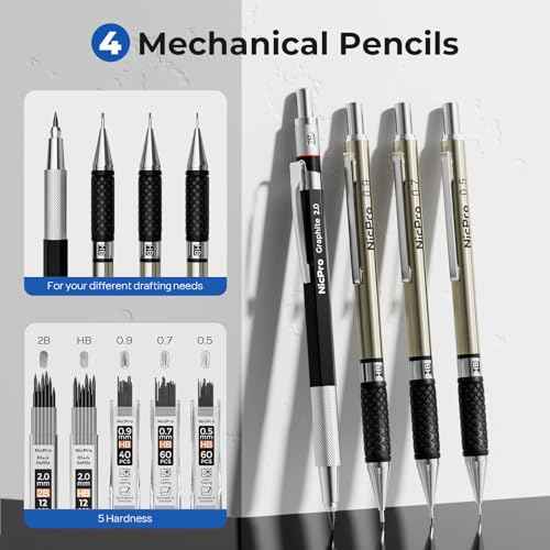 Nicpro 30PCS Professional Drafting Tools & Geometry Set with Case, Architect Protractor Set, Metal Mechanical Pencils, Pen, Scale Ruler Metal Ruler, 5 Drawing Templates for Interior Design House Plan