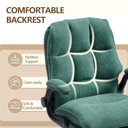 Ergazivy Tealblue Comfy Ergonomic Office Chair with Double Cushions, Flip-Up Armrests & Height Adjustment