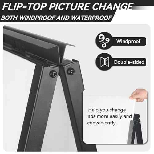 QKA A-Frame Sign Sidewalk Sign 24x36 Inch, Heavy Duty Double-Sided Slide-in Folding Outdoor Sandwich Boards, Easy to Install, Suitable for Restaurants, Cafes, Outdoor Events£¨Frame Only£©