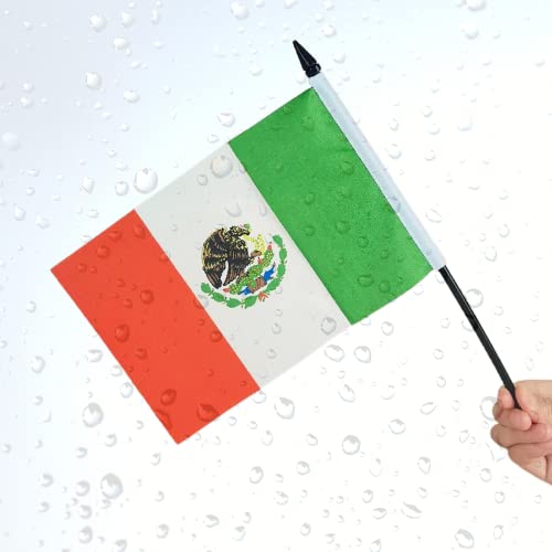 US & Mexico Twin Desk Flag Set - American & Mexican Miniature Flags for Display