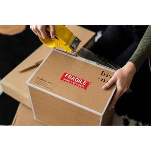 Fragile Stickers - Warning Stickers for Shipping Fragile Handle with Care Strong Adhesive Fragile Labels Packing 250 Permanent Adhesive Labels Per Roll (Fragile Stickers)
