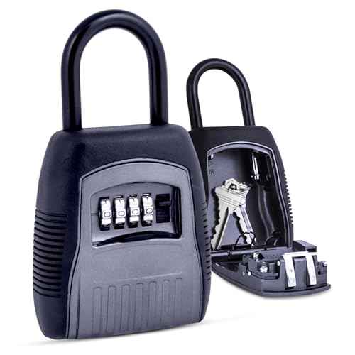 SL-502 Dial Combination Lock Box | Portable Shackle LockBox for Outside | Fits House Keys, Car Keys, Fobs, Credit Cards/IDs & More | Keypad Safe Box, Digital Push Button Combination Lock