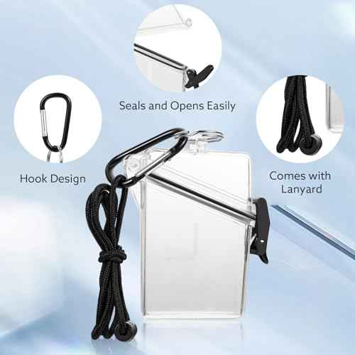 BESARME 3 Pack Waterproof ID Badge Holder Case Clear Vertical ID Card Holder with Lanyard Carabiner and Keychain Durable Locker Dry Box