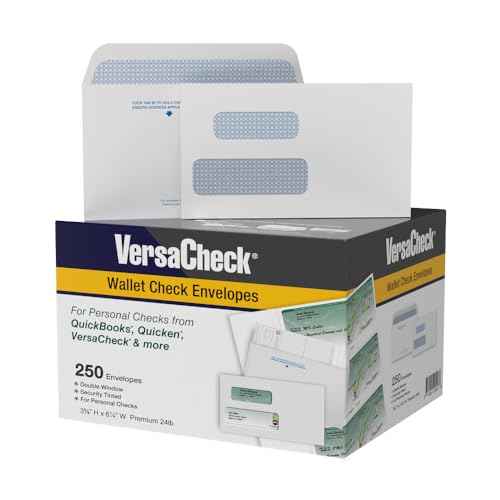 250 VersaCheck NRP Personal Double Window Security Wallet Check Envelopes - Compatible with personal checks made from VersaCheck, QuickBooks, Quicken, and others.