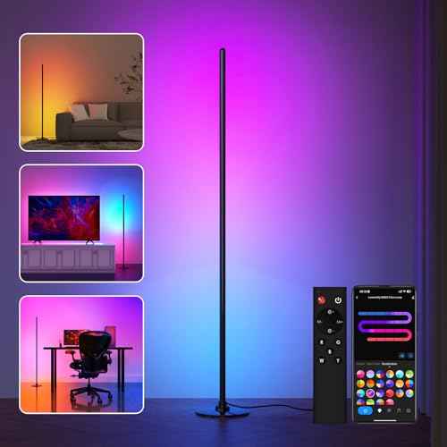 Corner Floor Lamp, RGB Corner Lamp Compatible with Alexa, Smart Modern Floor Lamp with Music Sync 16 Million DIY Colors & 68+ Scene for Bedroom Living Room and Gaming Rooms