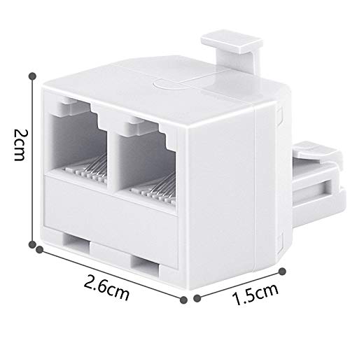 Uvital White RJ11 Phone Jack Splitter 1 to 2 Duplex Wall Adapter, 2 Pack