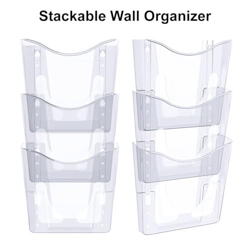PAG 6 Pockets Wall File Holder Clear Acrylic Hanging File Organizer for Office and Home, Vertical