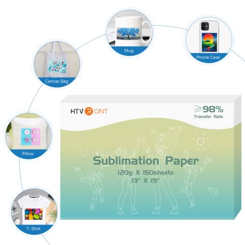HTVRONT Sublimation Paper 13x19 inches - 150 Sheets Sublimation Paper Compatible with Inkjet Printer 120g¡¦