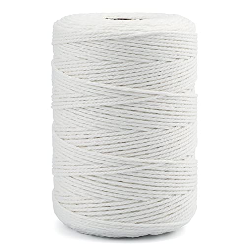 Cotton Butcher’s Twine String 656 ft (200 m) 2 mm – White, Food Safe, for Cooking & Wrapping