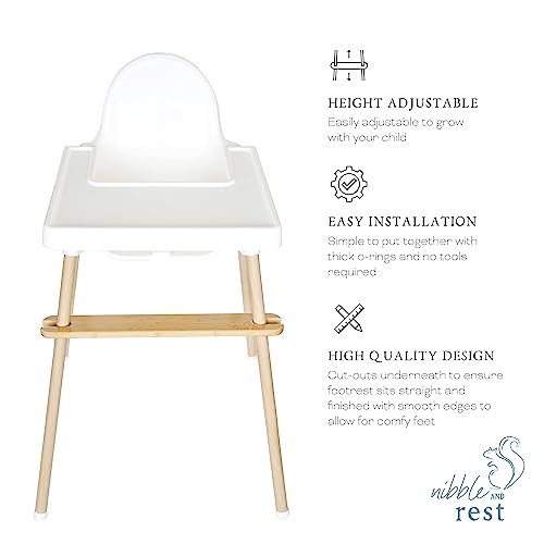 Nibble and Rest Woodsi Footsi Bamboo Footrest for IKEA Antilop High Chair - Height Adjustable