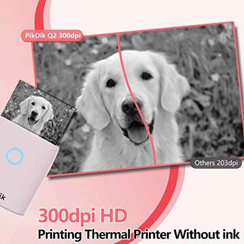 Mini Pocket Thermal Printer - PD-Q2 Portable Bluetooth Inkless Printer Machine 300 DPI Compatible with Android & iOS for 2 Inch Work List,Photo,Receipt,Children DIY,QR Code (Light Pink)