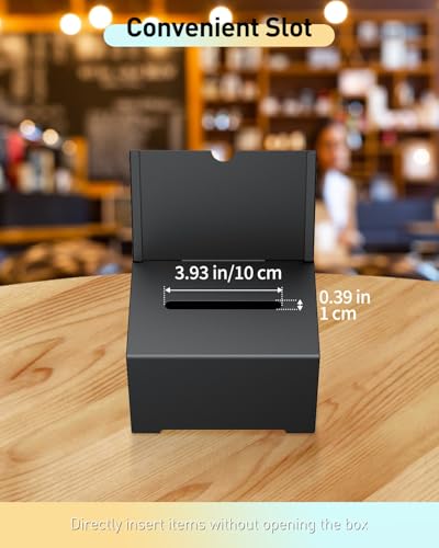 Uniclife 6.4x4.7x4 Black Metal Donation Box with Lock & Removable Sign - 1 Pack