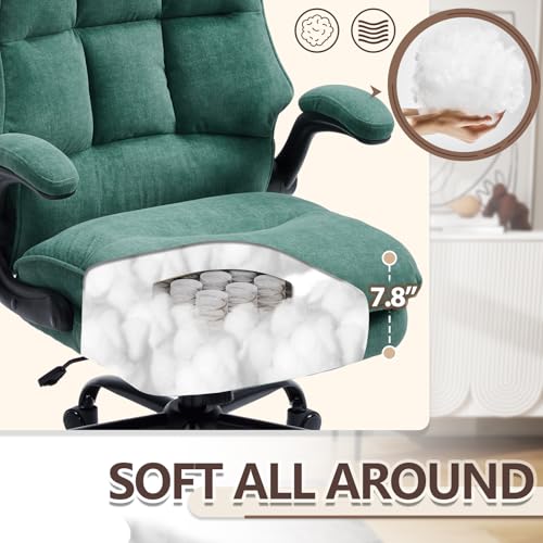 Ergazivy Tealblue Comfy Ergonomic Office Chair with Double Cushions, Flip-Up Armrests & Height Adjustment