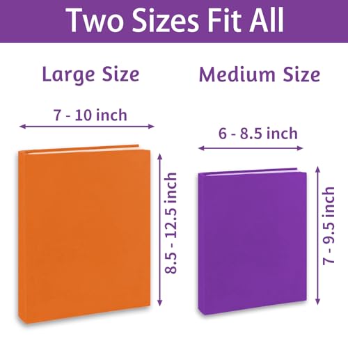 KICNIC Jumbo Book Covers 7 Pack 9x11 Inch Stretchable Book Sox in 7 Colors