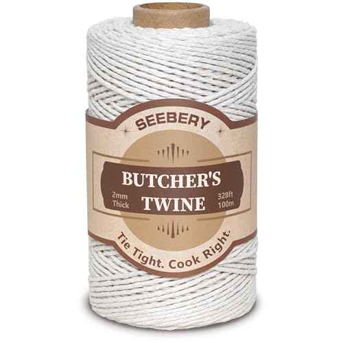 328Ft Butchers Twine ? 100% Natural Cotton Kitchen String, Oven Safe for Tying Meat, Roasting, Trussing Turkey, Baking, Grilling ? Food Grade for Cooking, Crafts, and Gift Wrapping