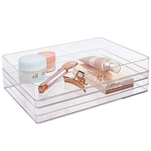 STORi SimpleSort 2-Piece Clear Drawer Organizer Set 12x9x2 Inch for Makeup & Office