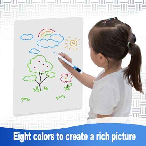 2 Pack PET Magnetic Whiteboard for Fridge, Small Magnetic Dry Erase Boards with 8 Markers and 2 Eraser, Reusable Blank Magnet White Board Sheets for Home, Kitchen, Office, Classroom - 12" x 8"