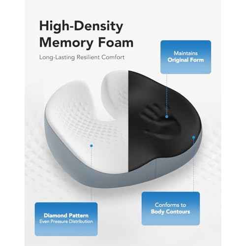 HUANUO Seat Cushion for Office Chair, Extra Large Memory Foam Cushion for Office Chair,Car & Wheelchair - Sciatica & Tailbone Pain Relief for Long Sitting, Ergonomic Design with Anti-Slip Bottom
