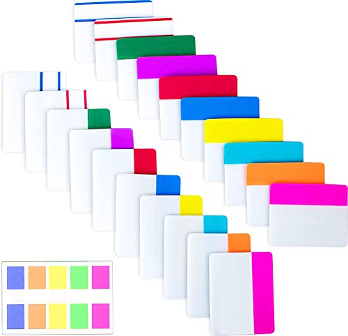 Vibrant 500 Pieces 2 Inch Sticky Index Tabs - Writable & Repositionable, Neon Colors, ELII