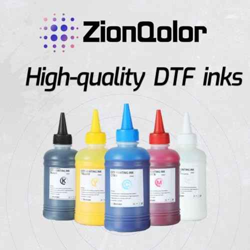 5 * 250ML Inks and 500g White DTF Powder Combo, 1.25L Premium Anti-Nozzle Clogging DTF Ink, White Powder for PET Transfer, CMYKW Inks for DTF Printers(Compatible with All Print Heads)