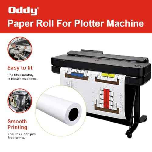 Oddy Wide Format Plotter Paper - 2 Rolls, 24¡± x 150 Ft, 20 lb Bond Paper (80 GSM with 2¡± Core), 96 Bright White, CAD Bond Paper for Inkjet Printers, Engineering, Architecture, and Blueprinting