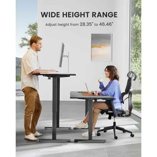ErGear Electric Standing Desk, 44 x 24 Inches Height Adjustable Stand up Desk, Sit Stand Home Office Desk, with Two-Piece Desktop (Black)