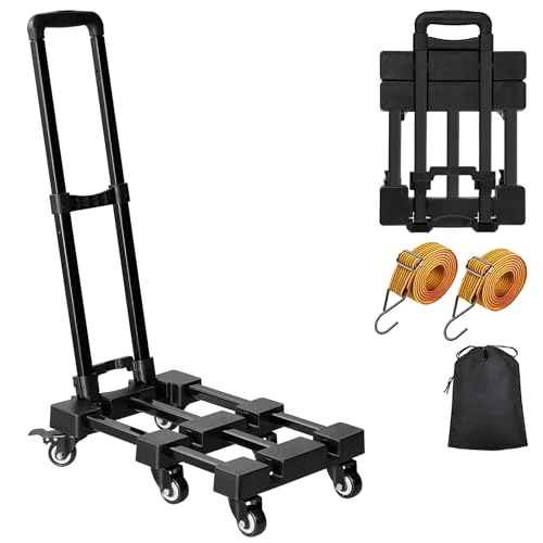 KEDSUM 90&150¡Æ Folding Hand Truck, 500lbs Heavy Duty Dolly Cart, Portable Luggage Cart with 6 Solid Construction Wheels, Collapsible Foldable Hand Cart for Shopping, Travel, Moving and Office Use