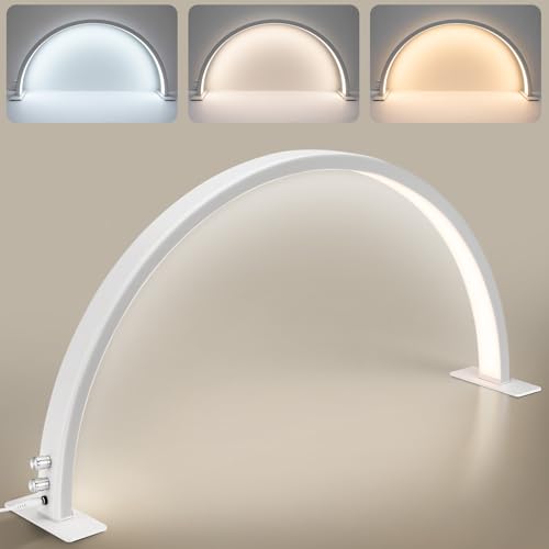 Noverlife 29in Half Moon Light for Nail Desk, 35W 2520 Lumen Manicure Nail Tech Lamp 3 Color Led Lash Light Tattoo Light, 3000k-6000k Stepless Dimming Brightness for Eyelash Beauty Spa Salon