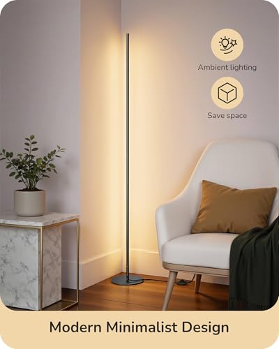 EDISHINE Black 57.5” Dimmable Floor Lamp with Remote, 7 CCT & Adjustable Brightness