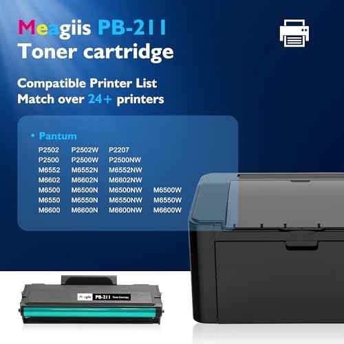 Compatible PB-211 Toner Cartridge Replacement for Pantum PB-211 PB211 PB-211E PB211EV Toner Cartridge Use for Pantum P2502W P2500W M6552NW M6550NW M6600NW M6602NW (Black, 2-Pack)