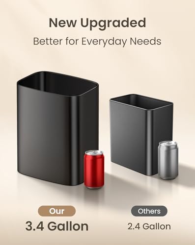 Cesun Black 3.4 Gallon Small Bathroom Trash Can, Under Sink Wastebasket
