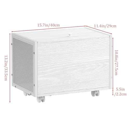 CADUKE File Cabinet on Wheels, Rolling File Organizer for Letter & Legal Size, White Small File Cabinet with Lid, Wooden Decorative File Box Under Desk for Home Office