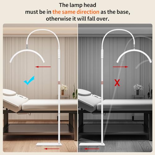 HITTI Lash Light for Eyelash Tech, Flexible Gooseneck LED Half Moon Floor Lamp for Esthetician & Artists,Tattoo, Extensions, Nail, Beauty, Craft, Adjustable Height, Dimmable Brightness and Color-White