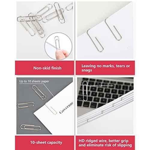 PAPERPAL Paperclips for Office School & Personal Use, #1 Nonskid Paper Clip (1-2/7"), 600 Medium Paper Clips (6 Boxes of 100 Each), Silver