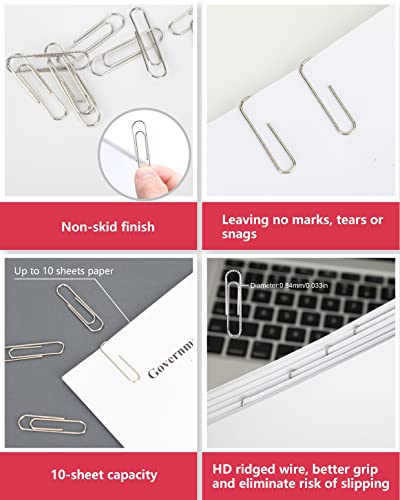 PAPERPAL No. 1 Non-Skid Paper Clips 6 Pack - 600 Silver Office & School Use