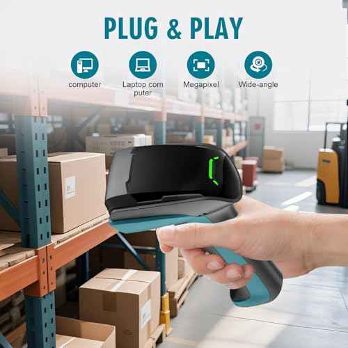 Industrial Barcode Scanner,Handheld2D&1D QR Code Reader withAutomatic Screen Scanning USBWired for Computer, POS, Mac lldeafor Warehouse, Logistics,Supermarket, Library
