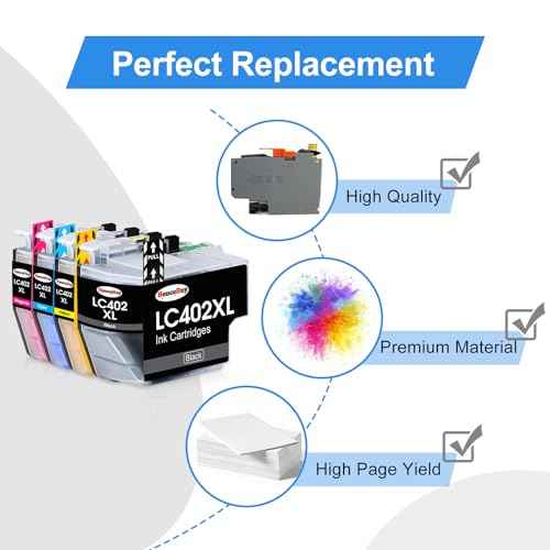 Compatible LC402XL Ink Cartridges for Brother Printer Replacement for Brother LC402XL LC402 LC402 XL for Brother MFC-J5340DW MFC-J6540DW MFC-J6940DW Printer (4 Pack-BK/Y/M/C)