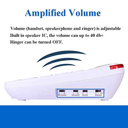 Elderly Phones for Seniors, HePesTer P-46 Amplified Corded Phone for Hearing Impaired Extra Large Button Phone with Loud Speakerphone for Elderly Home Landline Phones Visually Impaired Telephone