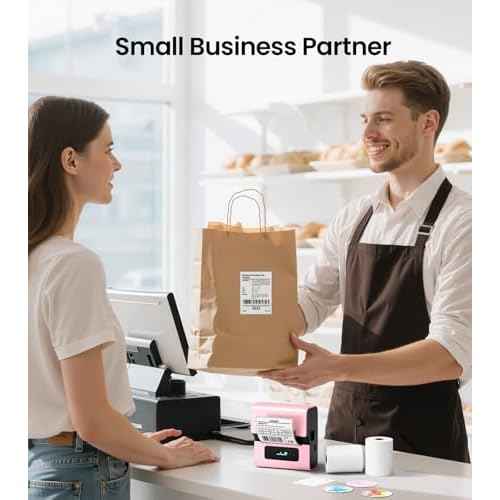 M221 Label Maker, 3 Inch Barcode Label Printer, Upgrade Portable Thermal Label Printers for Small Business, Crafts, Food Ingredient, Easy to Intall for Phone & PC, with 3 Roll Paper Sets,Pink