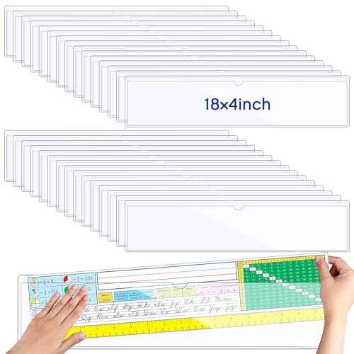 Chinco 30 Pcs Self Adhesive Pockets, Bin Labels for Storage Bins, Clear Pocket Label Sleeves, Plastic Index Card Holder with Top Open for Organizing Bins Box Drawer(18 x 4 Inches)