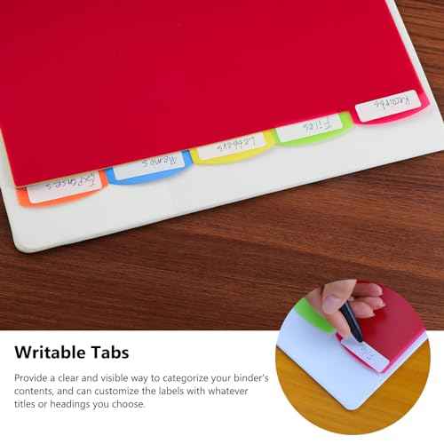 HABGP 3 Ring Binder Dividers with Tabs, 100PCS/20 Set Plastic Dividers for 3 Ring Binder, 5 Tab 3 Hole Punch Color Pages, File Dividers with Tabs,Tabbed Index