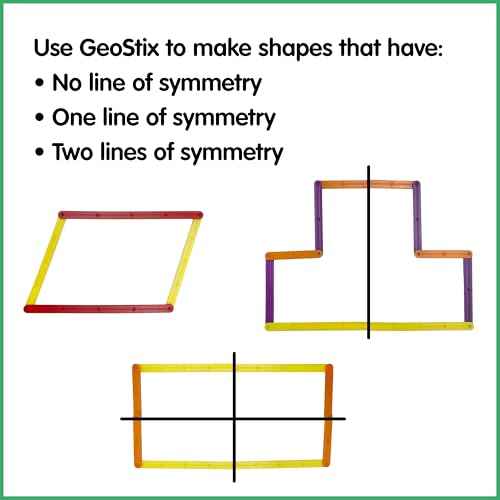 edxeducation GeoStix Deluxe Set | Teach Geometry | 100 Construction Sticks, 2 Protractors, Activity Cards | Manipulative for Math, Art and Fine Motor Skills