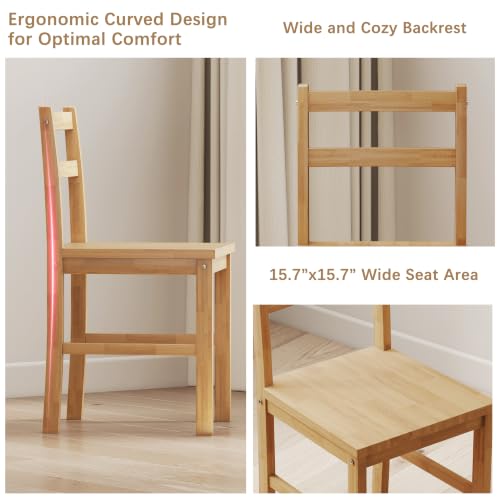Zenflare 43.3" Desk with Chair Set - Solid Wood Farmhouse Home Office, Small Space Study Table