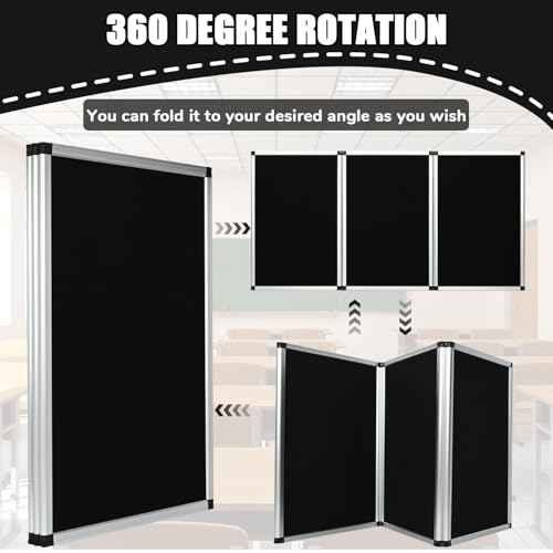 Tri Fold Display Board, 3 Panel Trade Show Presentation Board Double Sided Panels with Presentation Whiteboard Trade Shows Tabletop Display