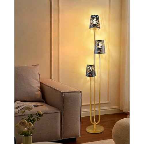 Lightdot Arc Floor Lamps for Living Room, Modern Standing Lamp with Hanging Drum Shade, Tall Standing Floor Lamp with Foot Switch, Over Couch Arched Reading Light for Bedroom, Office (Black)