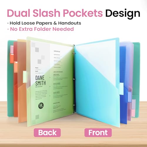 2 Set Taja 16-Count Binder Dividers with 2 Pockets & 8 Writable Tabs for 3-Ring Binders