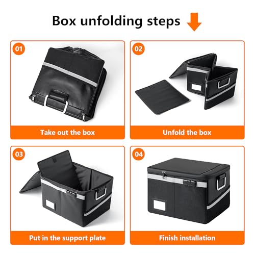 Fireproof Document Box,Portable File Organizer with Lock,Water-Resistant Document Organizer Collapsible File Cabinets for Home Office Safe Storage Box for Hanging Letter/Legal Folders-Black